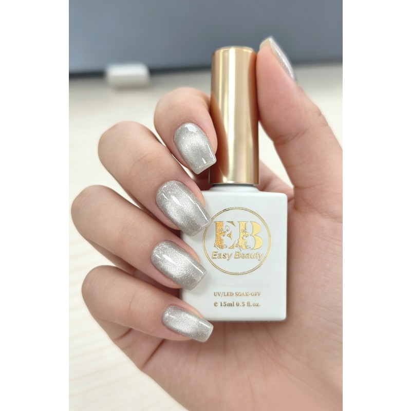 Easy Beauty Kedi Gözü Kalıcı Oje - Simli Cat Eye Gel Polısh Cg1 - Tpo Içermez - Protez Tırnak Ojesi
