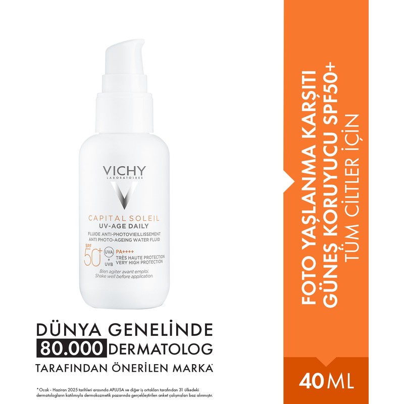 Vichy Capital Soleil Foto Yaşlanma Karşıtı Güneş Koruyucu SPF50+ Tüm Ciltler İçin Hafif Krem