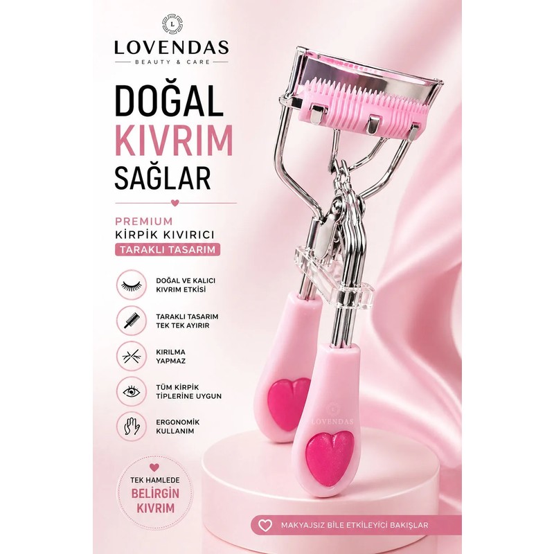 Lovendas Profesyonel Kirpik Kıvırıcı Ergonomik Tasarımı ile 1 ml Anti Alerjik Özellikli Kutusunda
