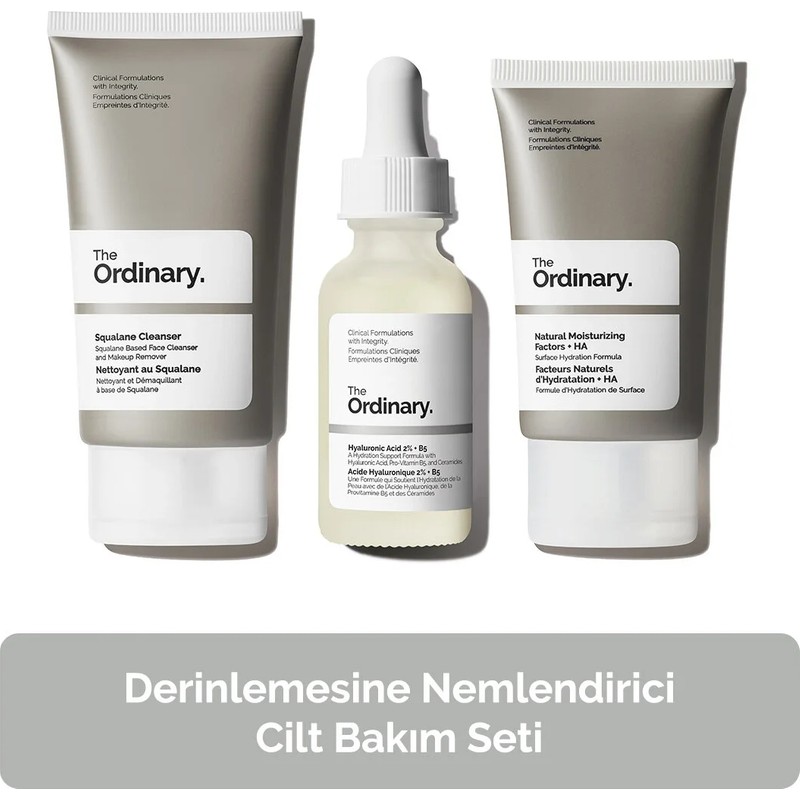 The Ordinary Derinlemesine Nemlendirici Cilt Bakım Seti - Temizleyici 50ML + Serum 30ML + Nemlendirici 30ML