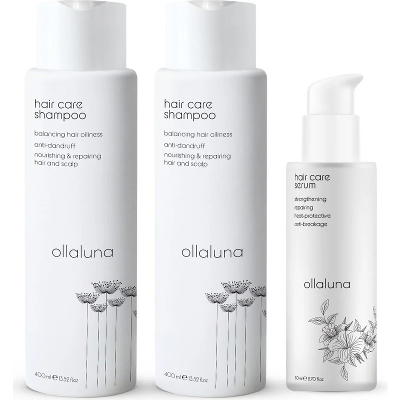 Ollaluna Hair Care Shampoo 400 ml Şampuan X2 Ollaluna Hair Care Serum Saç Serumu 80 ml X1