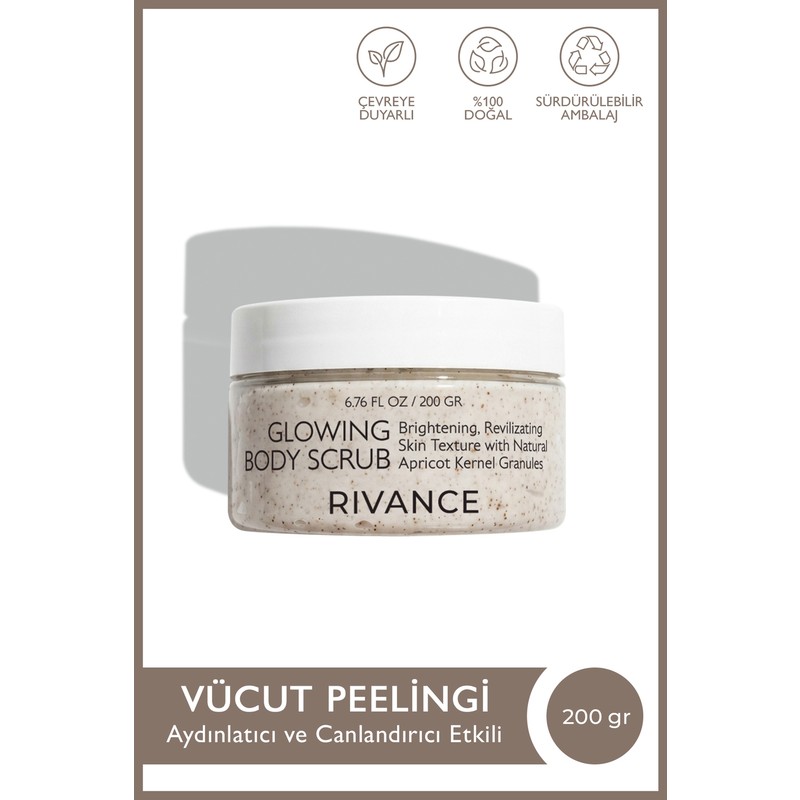 Rivance Scrub Cream Kayısı Çekirdeği Tanecikli Işıltı ve Nem Veren Vücut Peeling Kremi 200 gr