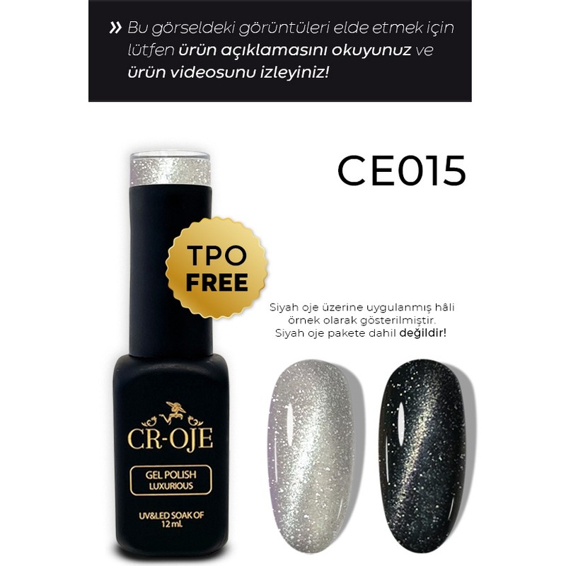 Cr-Oje Kalıcı Oje 7d Koyu Gri Cat Eye CE015 (12ml)