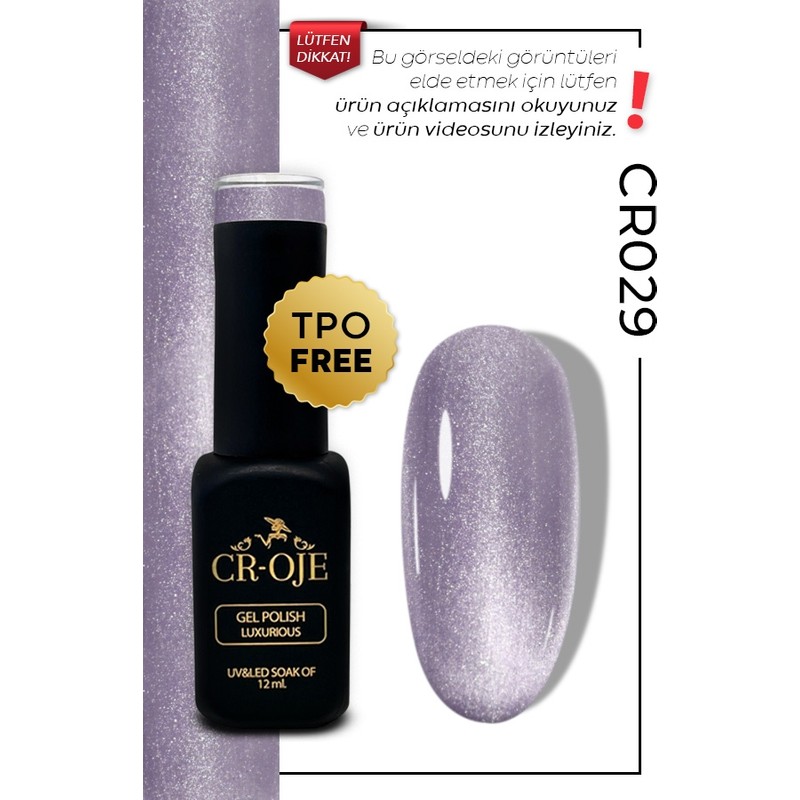 Cr-Oje Kalıcı Oje Korean Cat Eye, Kristal Efektli Manyetik Cat Eye / Kedi Gözü CR029 (12 ML)