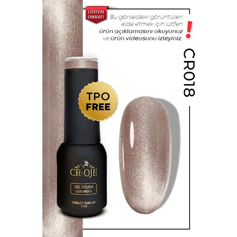 Cr-Oje Kalıcı Oje Korean Cat Eye, Kristal Efektli Manyetik Cat Eye / Kedi Gözü CR018 (5 ML)