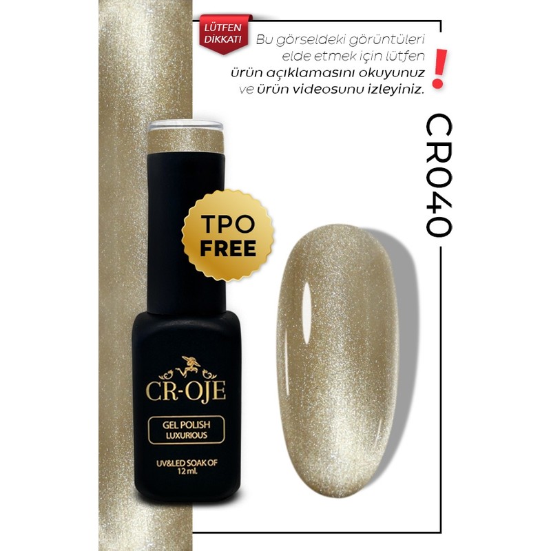 Cr-Oje Kalıcı Oje Korean Cat Eye, Kristal Efektli Manyetik Cat Eye / Kedi Gözü CR040 (12 ML)