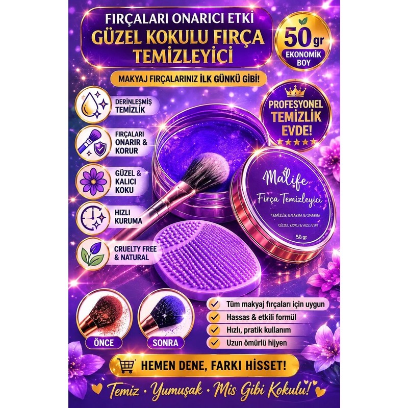 ✨🧼🧽💥İlla Life Pure Clean Makyaj Fırçası & Süngeri Temizleme Sabunu + Silikon Mat