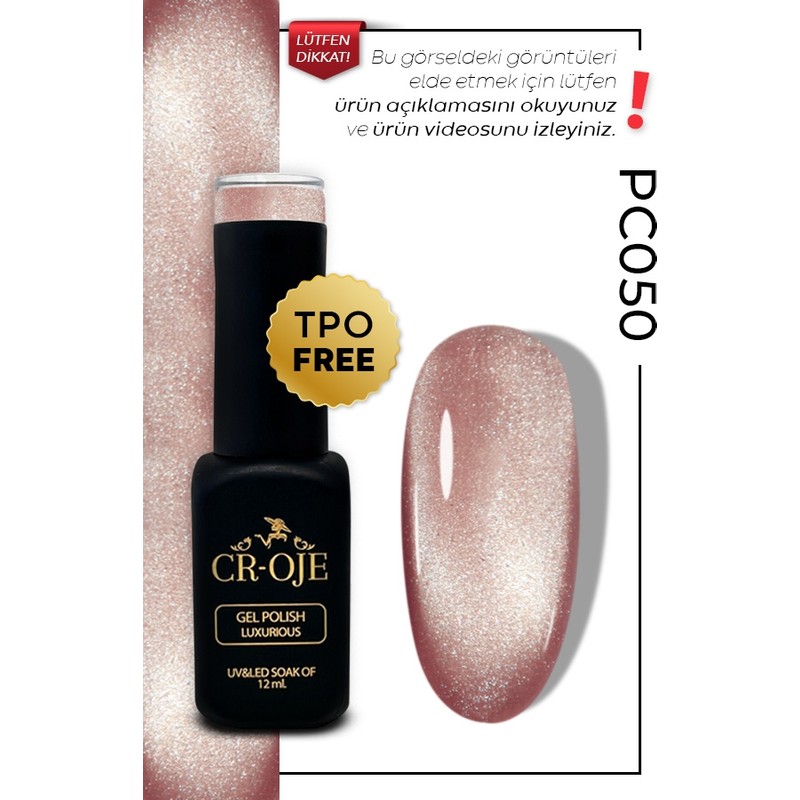 Cr-Oje Kalıcı Oje Korean Cat Eye, Inci Tanecikli Manyetik Cat Eye / Kedi Gözü PC050 (12 ML)