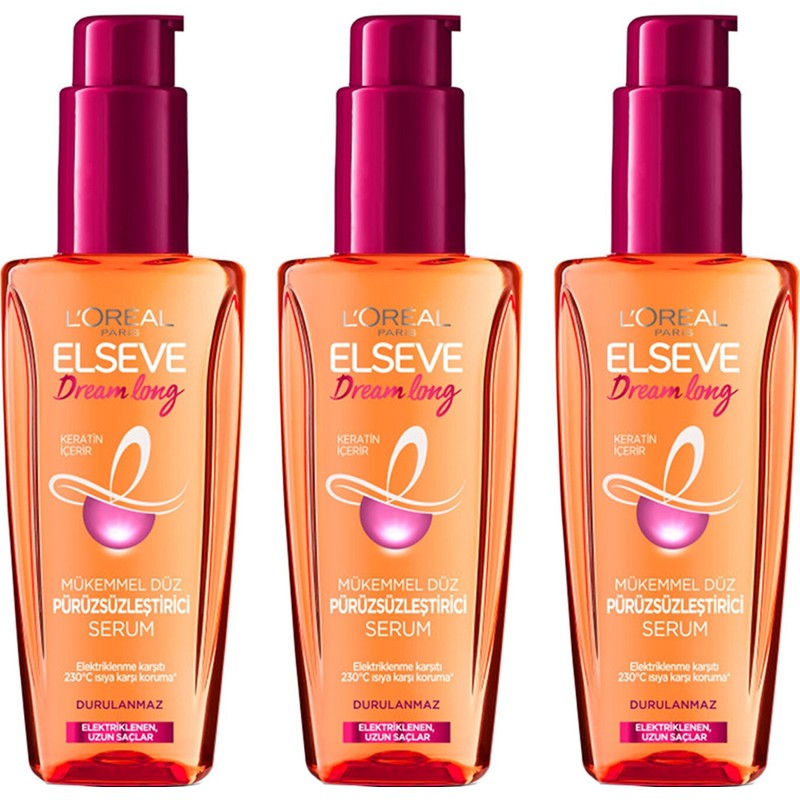 L'Oréal Paris Elseve Dream Long 3 Parça Mükemmel Düz Pürüzsüzleştirici Serum 100 ml Keratinli