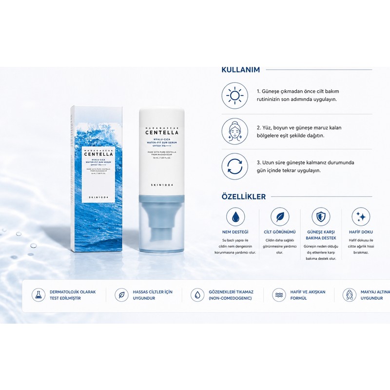 Madagascar Centella SKIN1004 Hyalu-Cica Water-Fit Sun Serum Spf 50 Pa 50 ml By SKIN1004