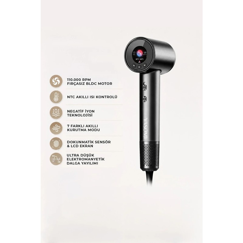 Yasomi Dh-21 Hyperdry Dijital Iyonik Saç Kurutma Makinesi – 110.000 Rpm, Isı Kontrollü