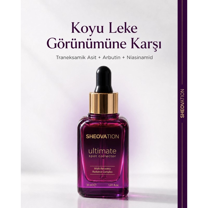 SHEOVATION Leke Serumu | Traneksamik Asit, Arbutin, Niacinamide ve C Vitamini İçeren Ton Eşitleyici Aydınlatıcı Bakım Serumu 30 ml