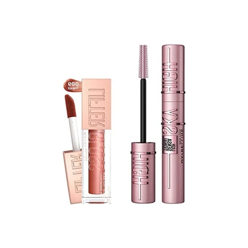 Die Grup Maybelline New York Lash Sensational Sky High Maskara+ Lifter Gloss Nemlendirici Dudak Parlatıcısı- 009 Topaz Makyaj Seti