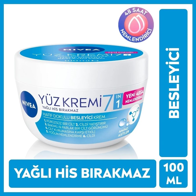 Nivea Hafif Dokulu Besleyici ve Nemlendirici Yüz Bakım Kremi 100ml, Yatıştırıcı, Yağlı His Bırakmaz
