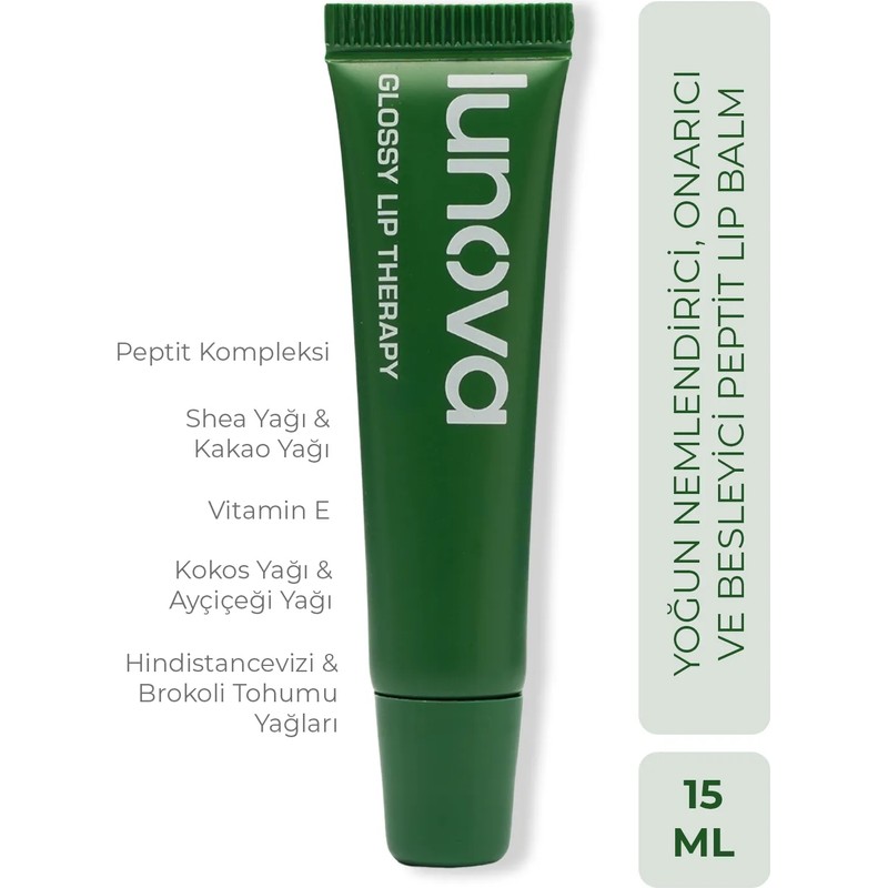 Lunova Shea Ve Kakao Yağı Içeren Peptit Lip Balm | Parlatıcı Ve Nemlendirici Dudak Bakım Kremi / Balmı