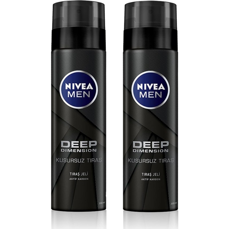Nivea Tıraş Jeli Deep Dimension Aktif Karbon 200 ml x 2 Kusursuz Tıraş İçin Özel Formül
