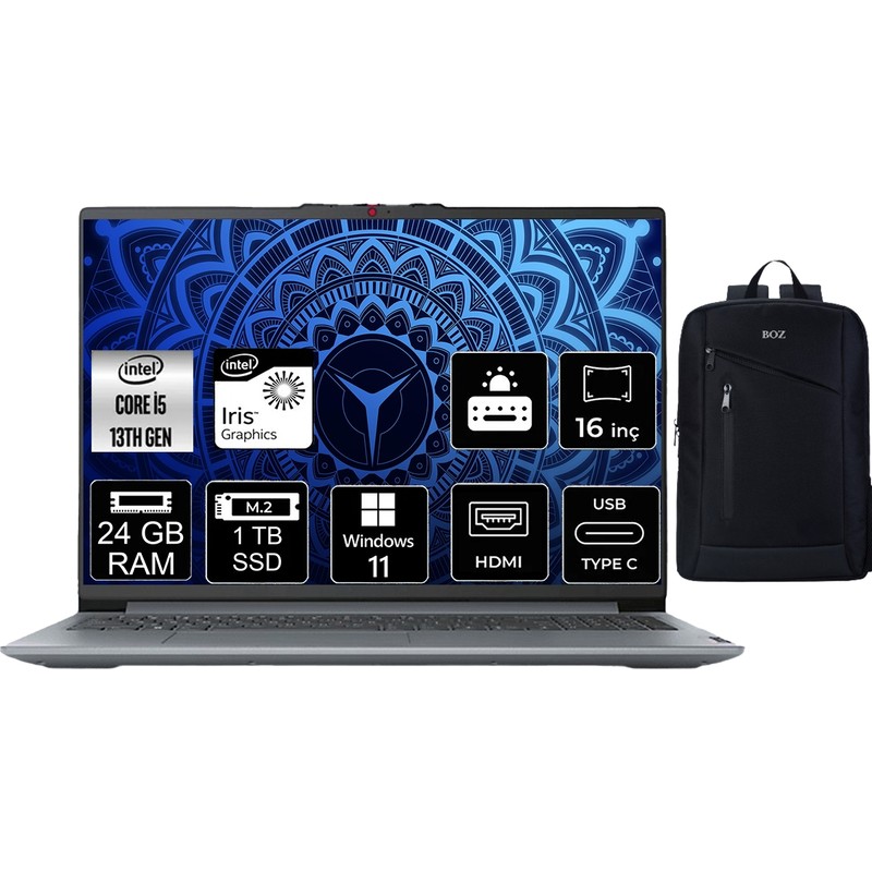 Lenovo Ideapad Slim 3 16IRH10 Intel Core I5-13420H 24GB 1tb SSD 16" Wuxga (1920X1200) IPS Panel Windows 11 Protaşınabilir Dizüstü Bilgisayar 83K20073TR +Boz Çanta - En Uygun Fiyatlarla Piinti'de