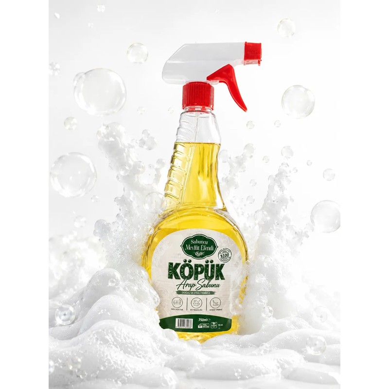 Sabuncu Mevlüt Efendi Köpük Arap Sabunu 750 Ml, Leke Çıkarıcı, Yağ Çözücü, Vegan ve Bitkisel Içerikli, Çok Amaçlı Yüzey Temizlik Sabunu