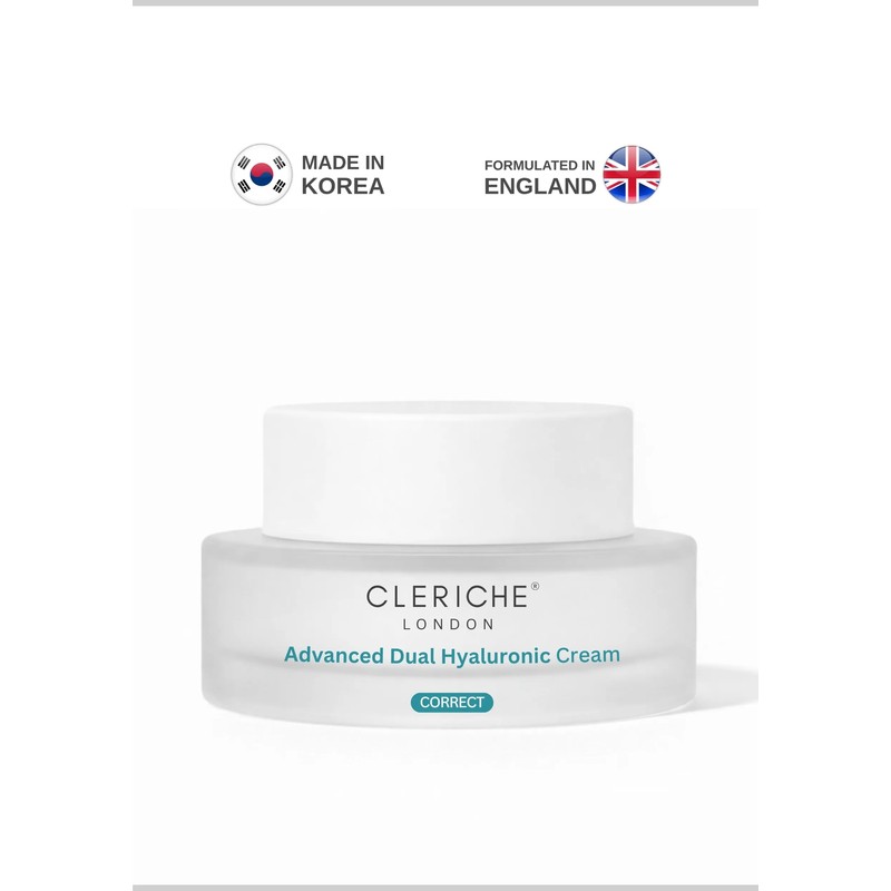 CLERICHE LONDON - Advanced Dual Hyaluronic Cream 50ML – Çift Moleküllü Hyaluronic Asit + Niacinamide + Adenosine – Anti Aging Yoğun Nemlendirici Krem – Made In Korea