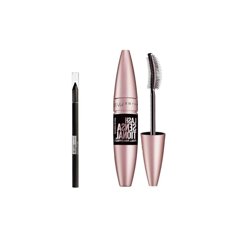 Die Grup Maybelline New York Lash Sensational Yelpaze Etkili Intense Black Maskara - Ekstra Siyah 9.5 ml & Mini Tattoo Liner Gel Pencil Makyaj Seti