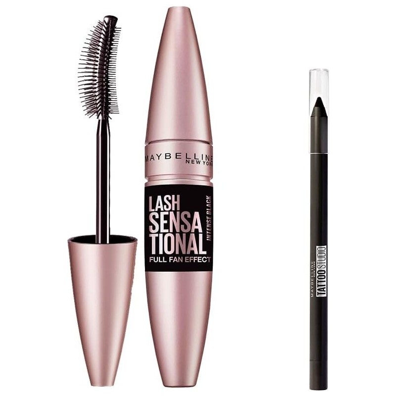 New York Lash Sensational Yelpaze Etkili Intense Black Maskara - Ekstra Siyah 9.5 ml & Mini Tattoo L