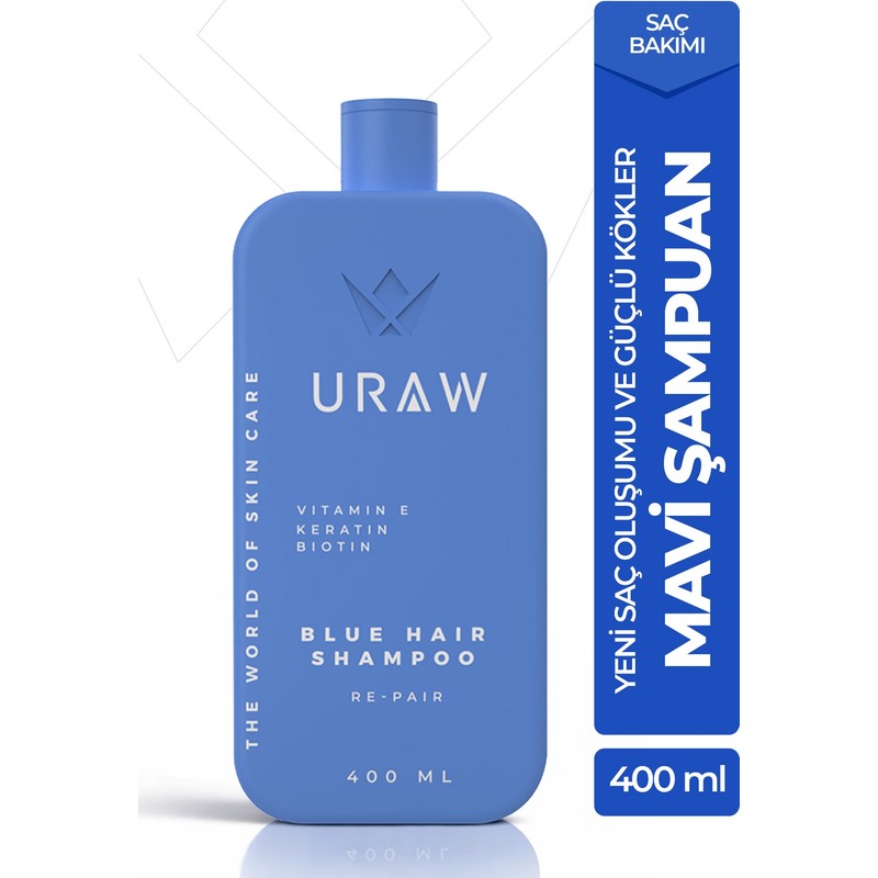 Uraw Mavi Şampuan | Güçlü Kökler & Oluşumu İçin Bakım Şampuanı 400 ml