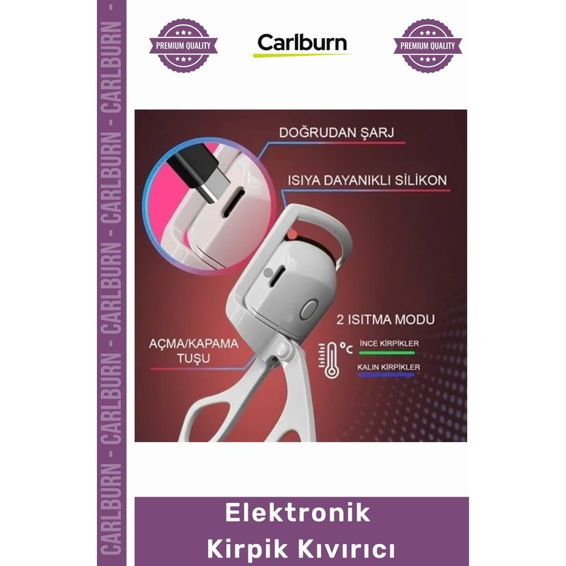 Carlburn Özel Üretim Isıtmalı Şarj Edilebilir Profesyonel Kalıcı Etki USB Kozmetik Elektronik Kirpik Kıvırıcı