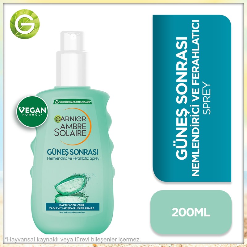 Garnier Ambre Solaire Güneş Sonrası Nemlendirici Ferahlatıcı Sprey 200 ml Kaktüs Özlü Cilt İçin