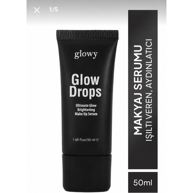 Glowy 50 ml Glow Drops Makyaj Bazı Tüm Cilt Tipleri İçin Suya Dayanıklı Aydınlatıcı Özellik