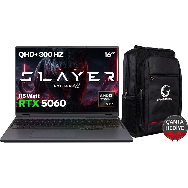 Game Garaj Slayer R9T-5060 V2 C7 Amd Ryzen 9 8945HX 16GB Ram 1tb SSD RTX5060 16" 300Hz Qhd+ IPS Freedos Gaming Laptop - En Uygun Fiyatlarla Piinti'de