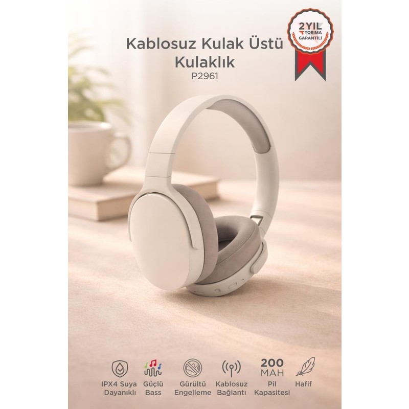 Torima Bluetooth Kulaklık Kulak Üstü Kablosuz Kulaklık P2961 Bej - Piinti Fiyat Karşılaştırması