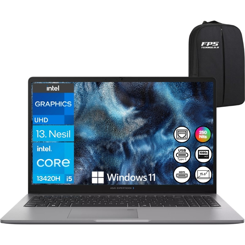 Asus Expertbook P1503CVA-I58512G1D İ5-13420H 16GB Ram 512GB SSD 15.6" Fhd W11 Taşınabilir Bilgisayar - En Uygun Fiyatlarla Piinti'de