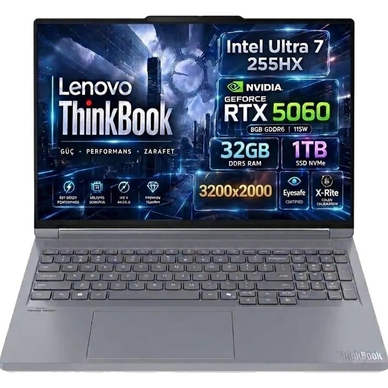 Lenovo Thinkbook 16P G6 Iax Intel Core Ultra 7-255HX Geforce Rtx 5060 8gb 115W 32GB Ddr5 1tb SSD 16 Inç 3.2k 165Hz IPS Freedos Gaming Laptop (21R0001GTX) - En Uygun Fiyatlarla Piinti'de