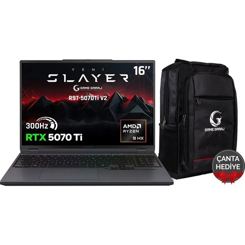 Game Garaj Slayer R9T-5070TI V2 C4 Amd Ryzen 9 9955HX 32GB Ram 1tb SSD RTX5070TI 16" 300Hz Qhd+ IPS Freedos Gaming Laptop - En Uygun Fiyatlarla Piinti'de