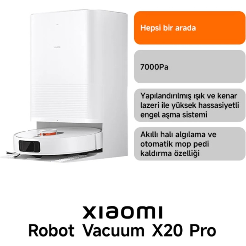 Xiaomi Robot Vacuum X20 Pro Akıllı Robot Süpürge + Mop (Türkiye Garantili) - En Uygun Fiyatlarla Piinti'de