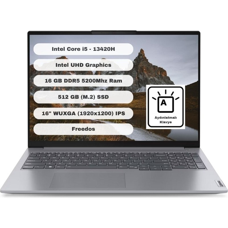 Lenovo Thinkbook 16 G6 Irl Intel Core I5 13420H 16GB (DDR5-5200) 512GB SSD 16" WUXGA (1920x1200) IPS Freedos 21KH00SXTR - Piinti Fiyat Karşılaştırması