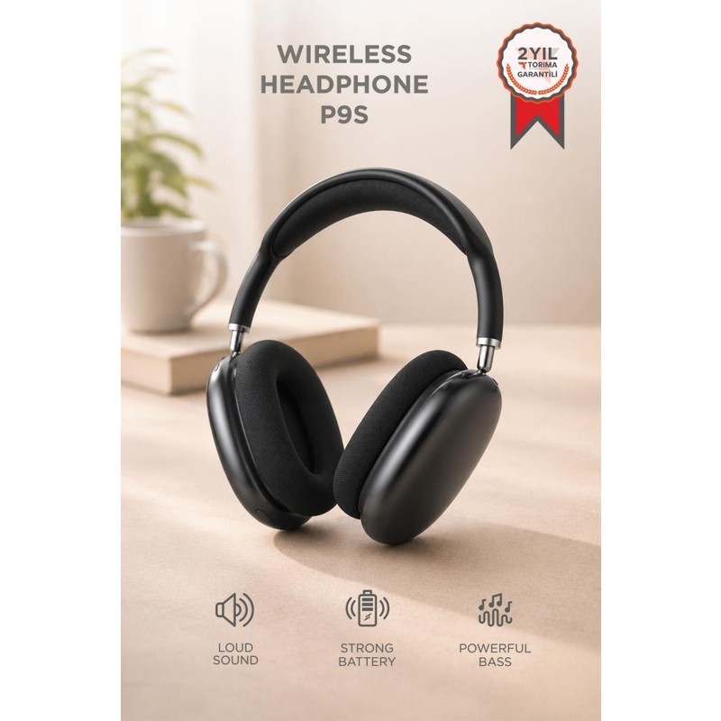 Torima Bluetooth Kulaklık Sd Kart Aux Destekli Kulak Üstü Kablosuz Kulaklık P9S Siyah - Piinti Fiyat Karşılaştırması