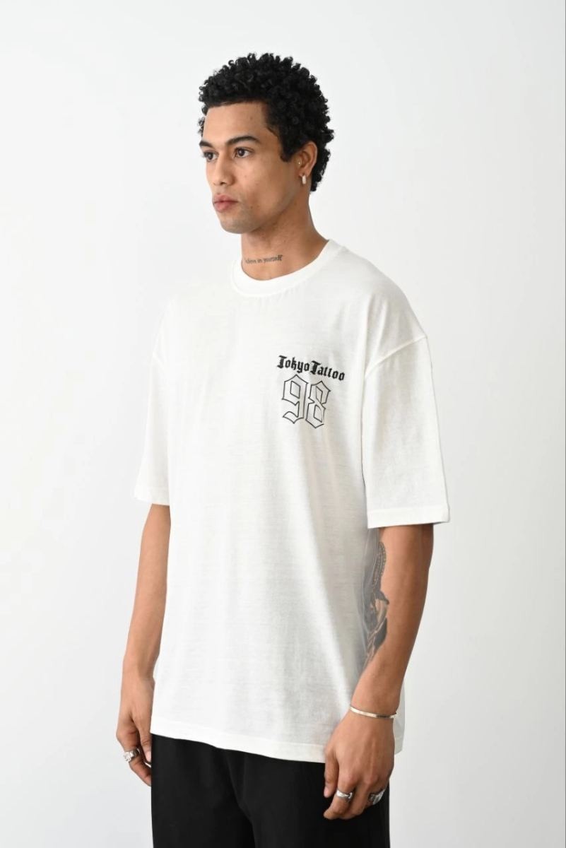 Fantastik Store Erkek Kısa Kol Yazlık Tişört Bisiklet Yaka Baskılı Oversize T-Shirt - Beyaz görsel 2