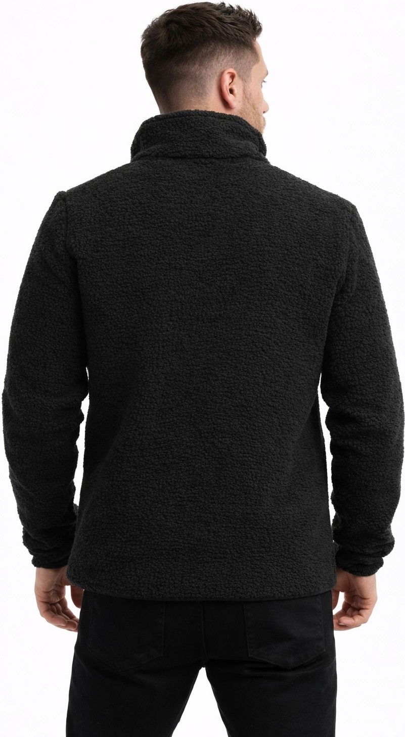 Polo State Erkek Dik Yaka Fermuarlı Peluş Ceket Siyah görsel 4