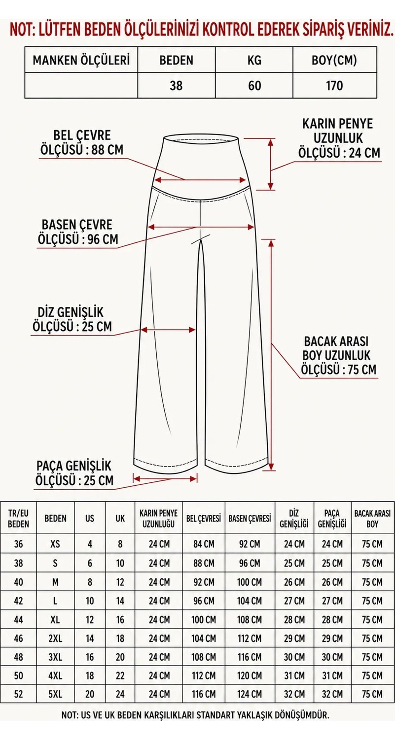 BirBal Butik Hamile Giyim Bel Ayarlanabilir Basenden Bol Paça Iki Iplik Lycra Penye Pantolon görsel 2