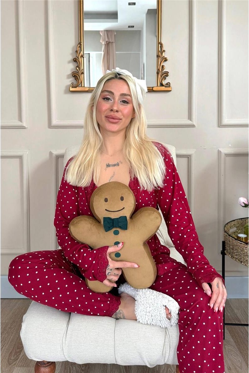 Pijama Evi Kadın Pijama Takımı Siyah Mini Puan Desenli Bambu Sabahlık ile Konfor Sunar görsel 3