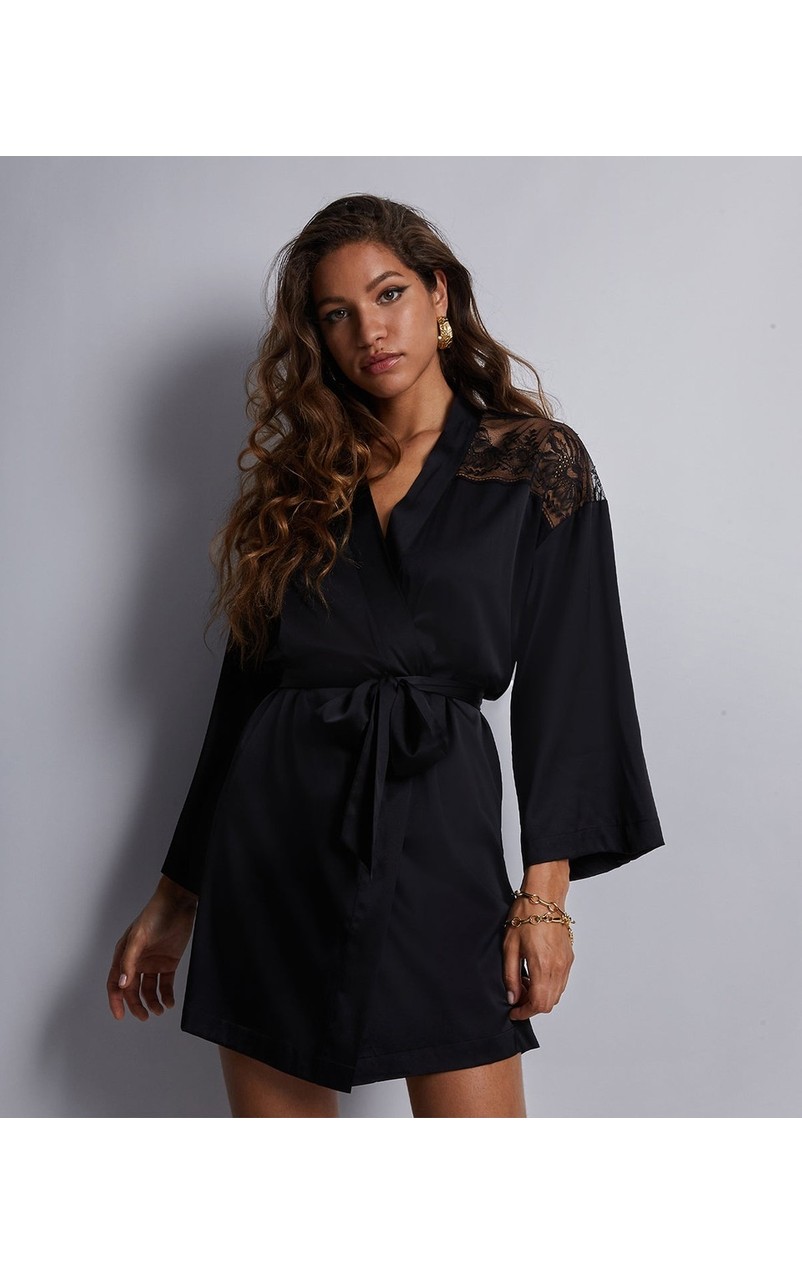 Aubade Midnight Whisper Kimono Zarif Seide ve Dantel Detaylı görsel 2