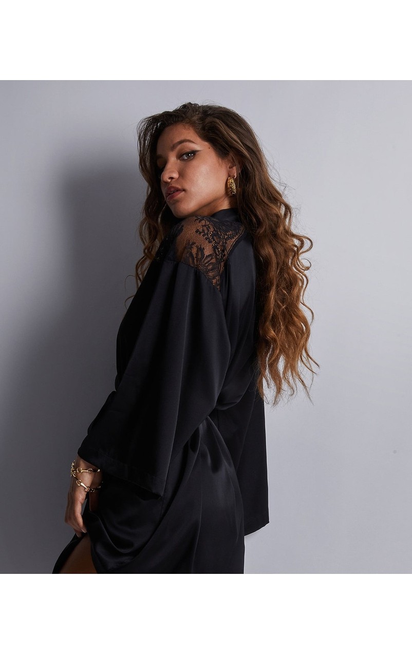Aubade Midnight Whisper Kimono Zarif Seide ve Dantel Detaylı görsel 3