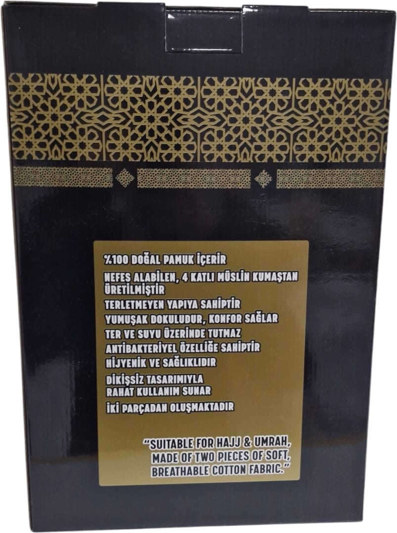 Ceviz İplik Müslin Ihram Takımı Seti, Ihram Kemeri ve Ihram Sabunu Hediyeli görsel 4