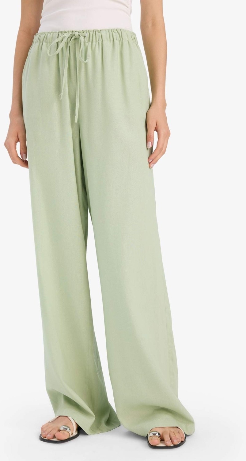 DeFacto Wide Leg Çift Cepli Beli Lastikli Standart Boy Keten Karışımlı Pantolon E1981AX25SM