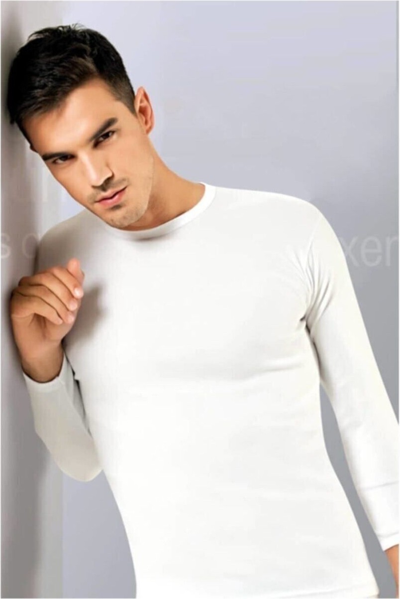 Tutku Elit 2'li Paket Beyaz Lüx Elastan Uzunkol Erkek Body-Beyaz-Xl