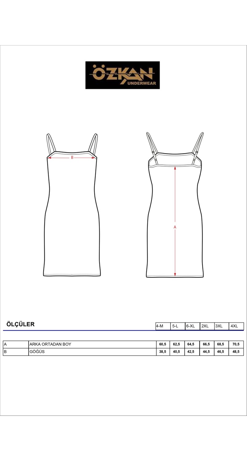 Özkan Underwear Özkan 7126 2'li Paket Kadın Viskon Kumaş Ten Siyah Rahat Esnek Yumuşak Ayarlanabilir Askılı Kısa Diz Üstü Kombinezon Jüpon Astar görsel 5