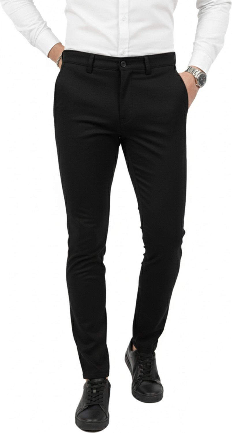 Deepsea Erkek Koyu Lacivert Modern Fit Likralı Kumaş Pantolon Günlük & Ofis Kullanımı 2602020
