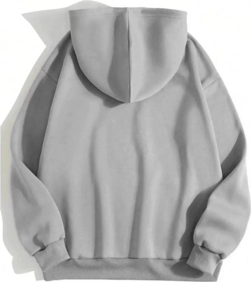 Tarz Yeri Kadın Kapüşonlu Kanguru Cepli 3 Iplik Pamuklu Düz Hoodie Sweatshirt - Gri görsel 2