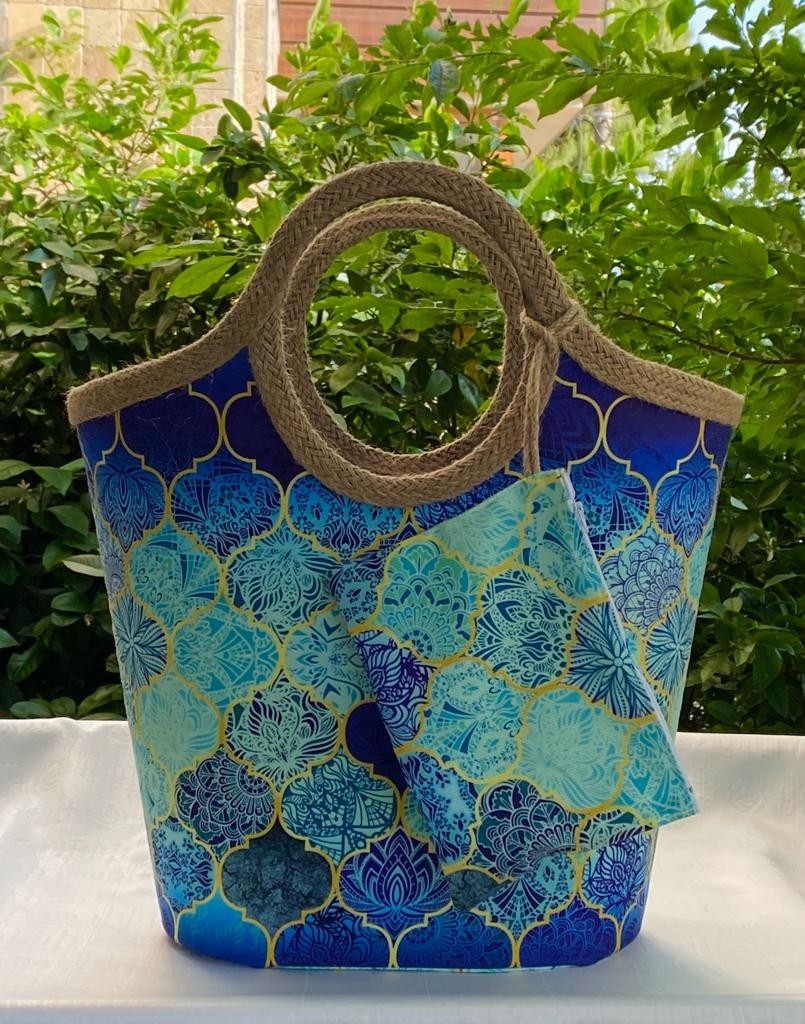 Çanta Tasarımcısı Plaj Bags Plaj Çantası Mavi Moroccon görsel 4